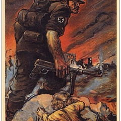 Советский агитационный плакат созданный в 1941-1945 гг. художником Л. Головановым